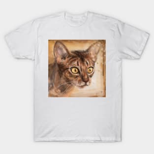 Contemporary Painting of an orange Cat with Yellow Eyes T-Shirt